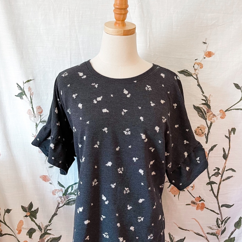 Grey Floral French Terry Sweatshirt